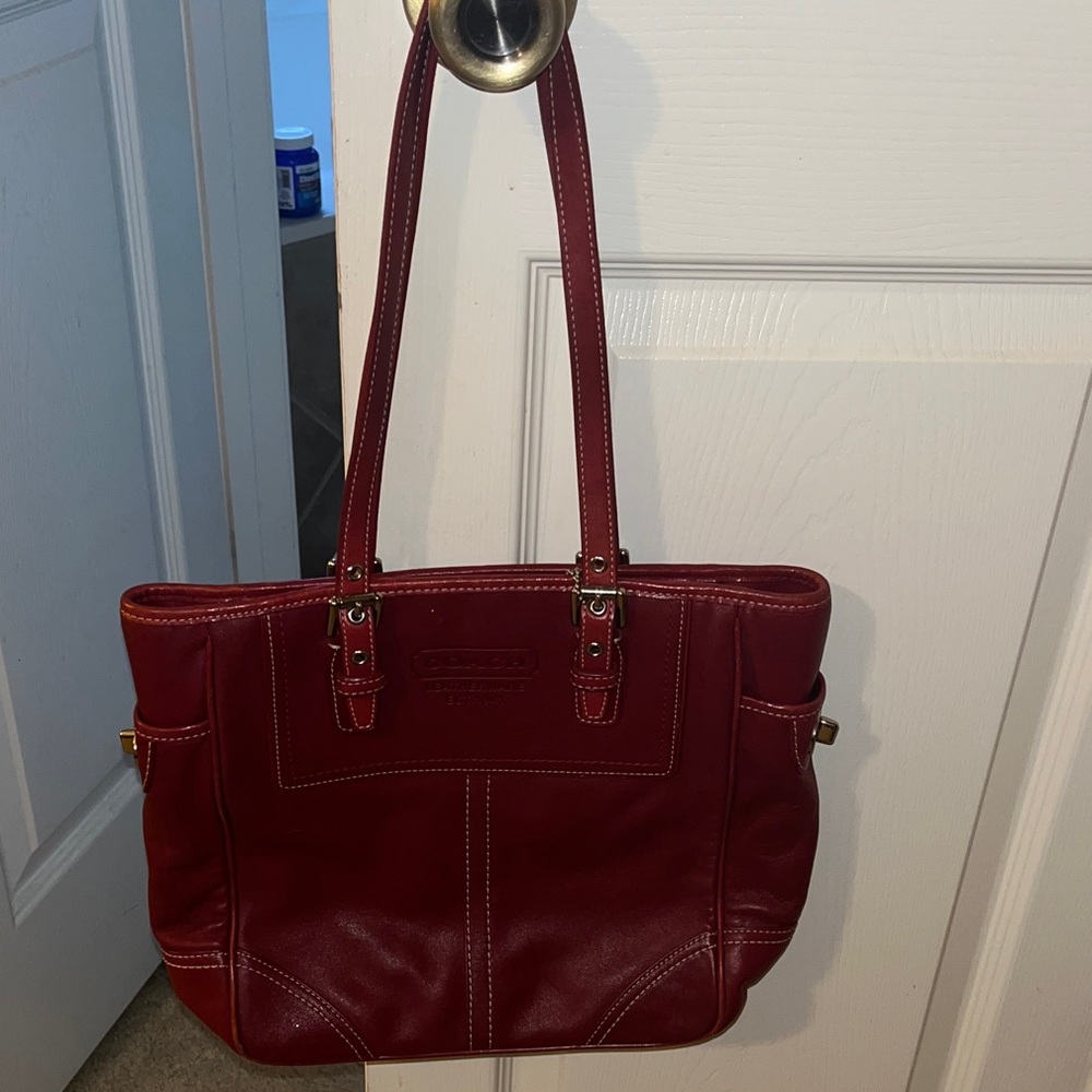 Coach Vintage Deep Red Medium Leather Tote